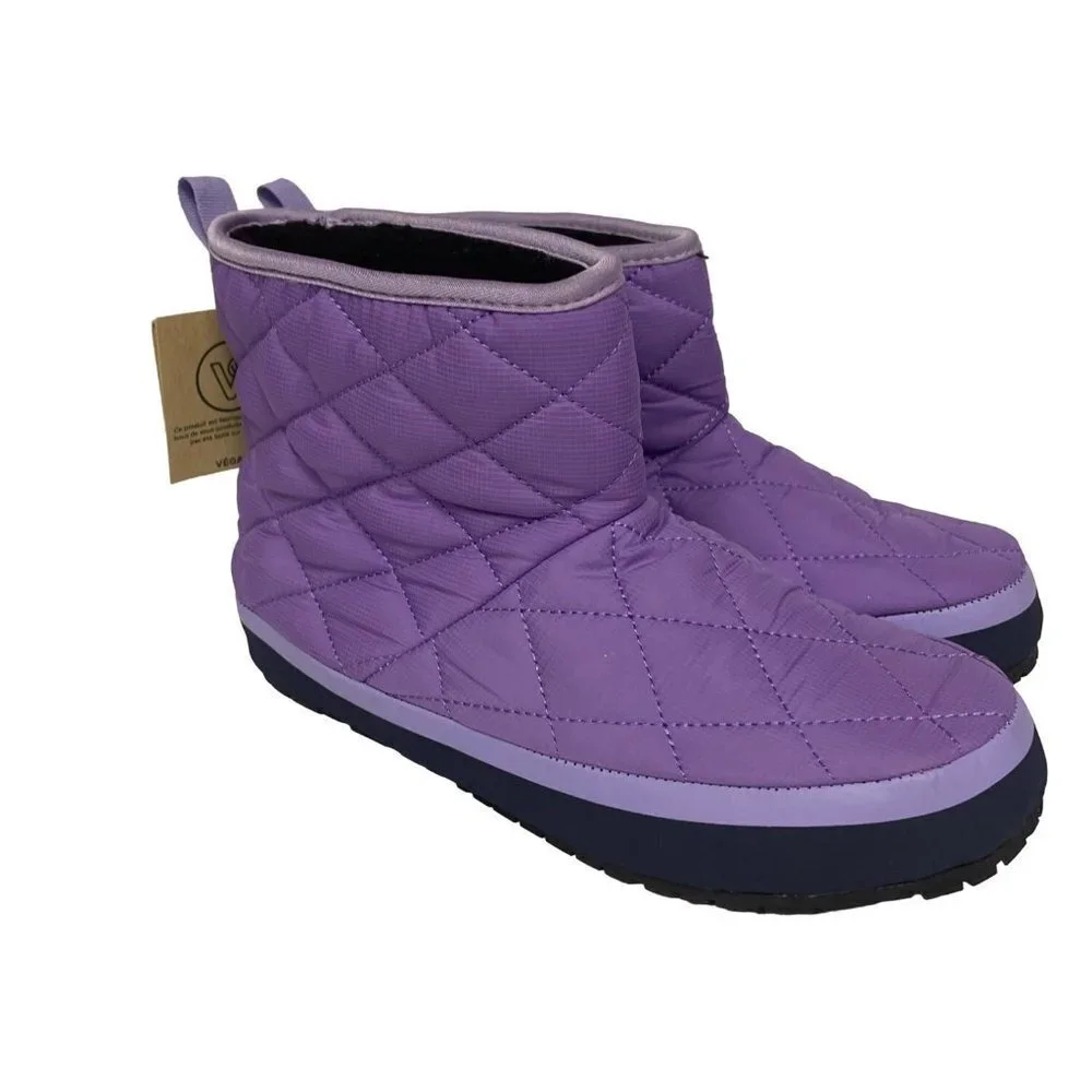 NEW! Kamik Puffy Faux Fur Lined Boot Quilted Purple Slipper Girls Size 6 Vegan